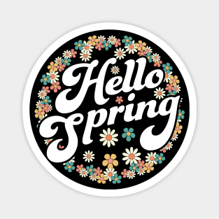 Hello Spring Trendy Easter Daisy Flower Cute Floral Pattern Magnet